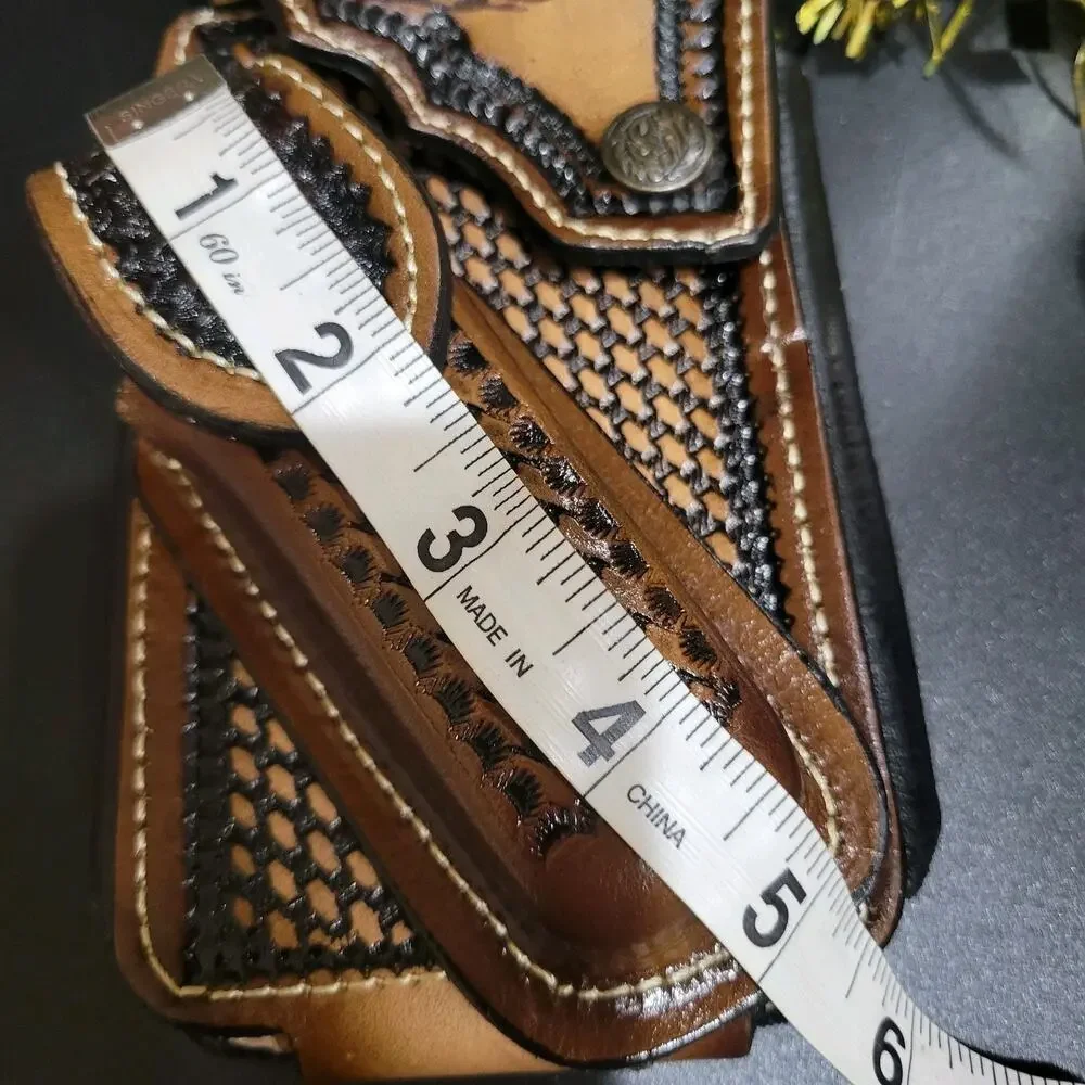 Rooster Western Leather Phone Holster W Knife Sheath LARGE 7x4